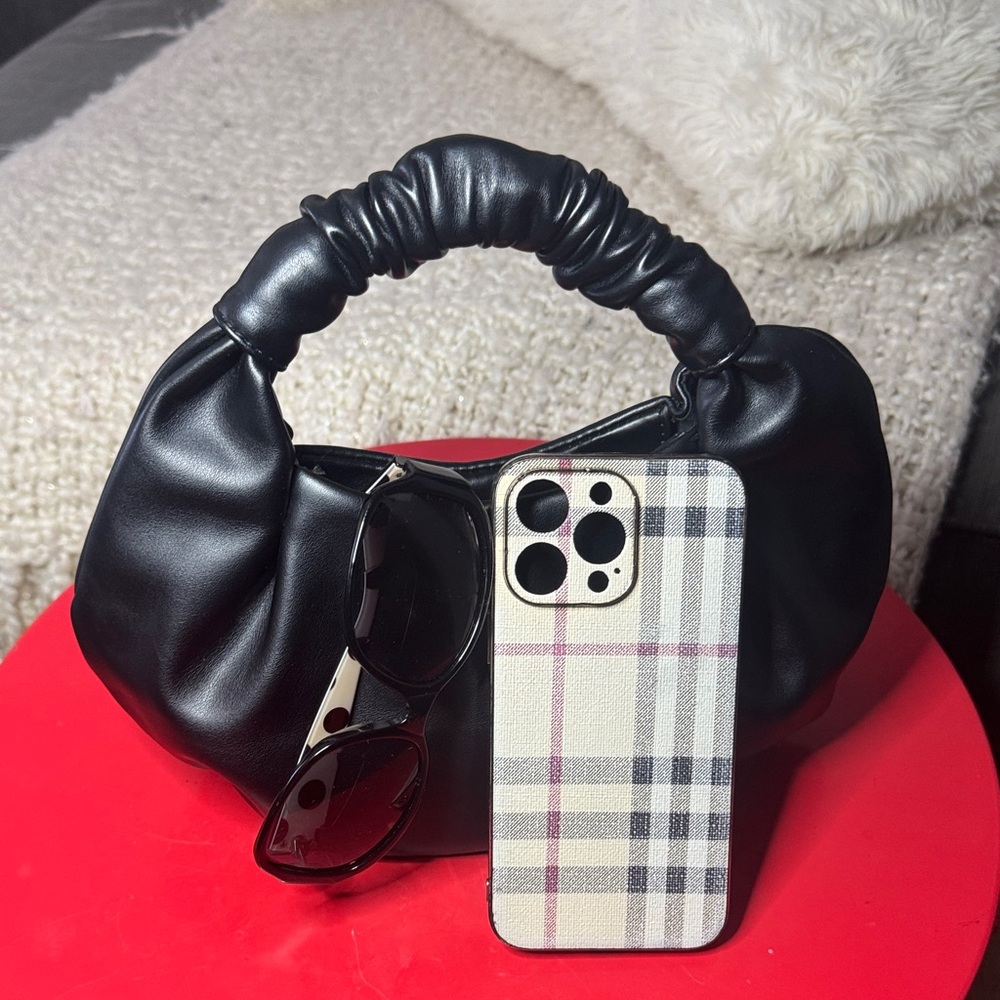 Black Ruched Handbag